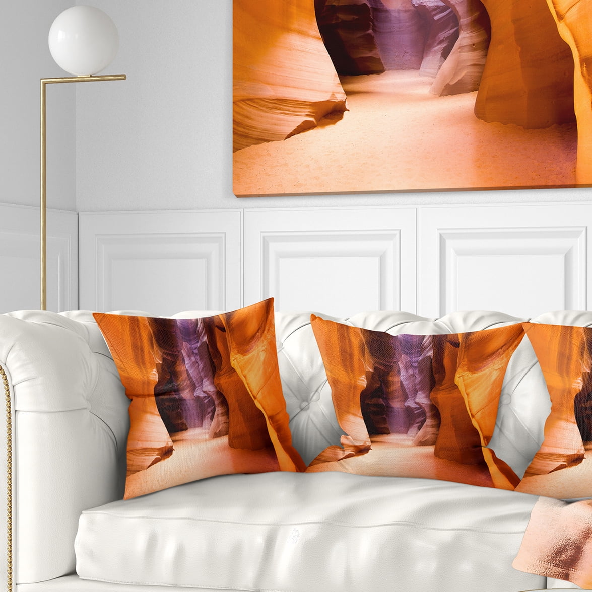Designart Upper Antelope Canyon - Landscape Photo Throw Pillow - 16x16