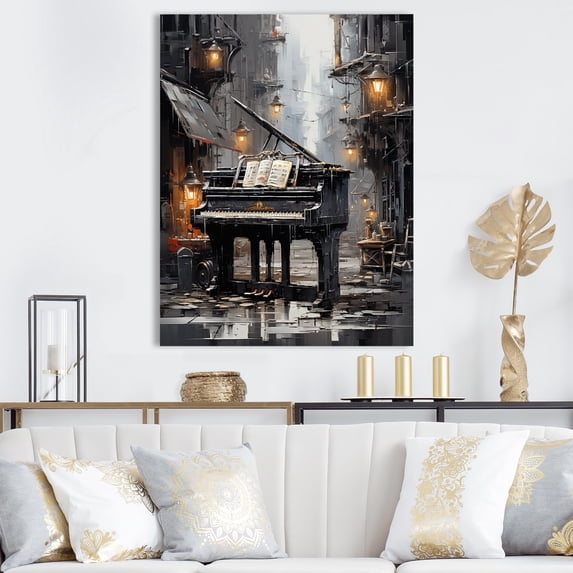 Designart "Upright Urban Piano I" Music Wall Art Living Room