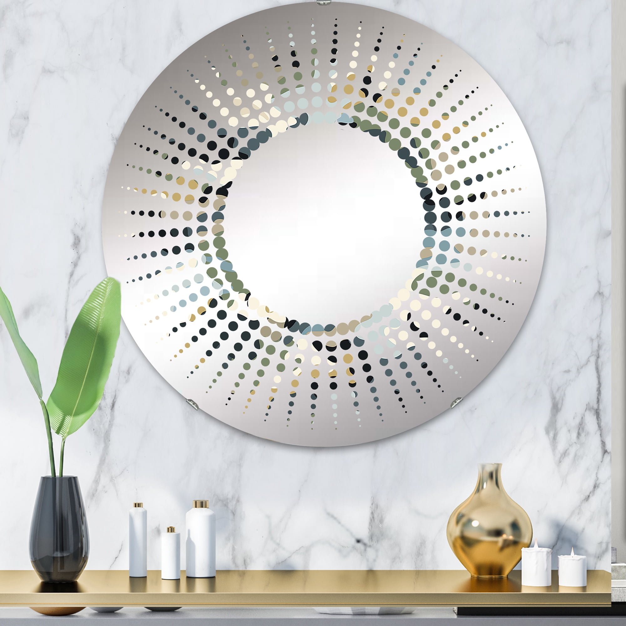 Designart quot Urban Camo Disguise quot Camouflage Starburst Round Wall Mirror