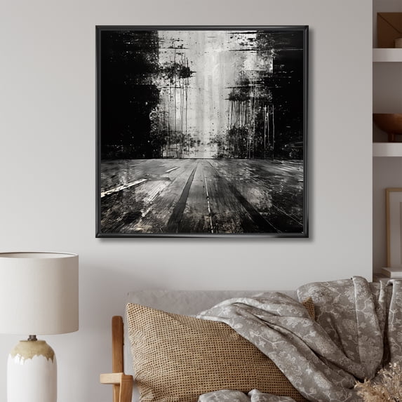 Designart "Urban Contrast Expressions II" Road Floater Framed Canvas Art Print