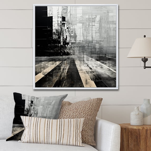 Designart "Urban Contrast Expressions" Road Floater Framed Canvas Prints