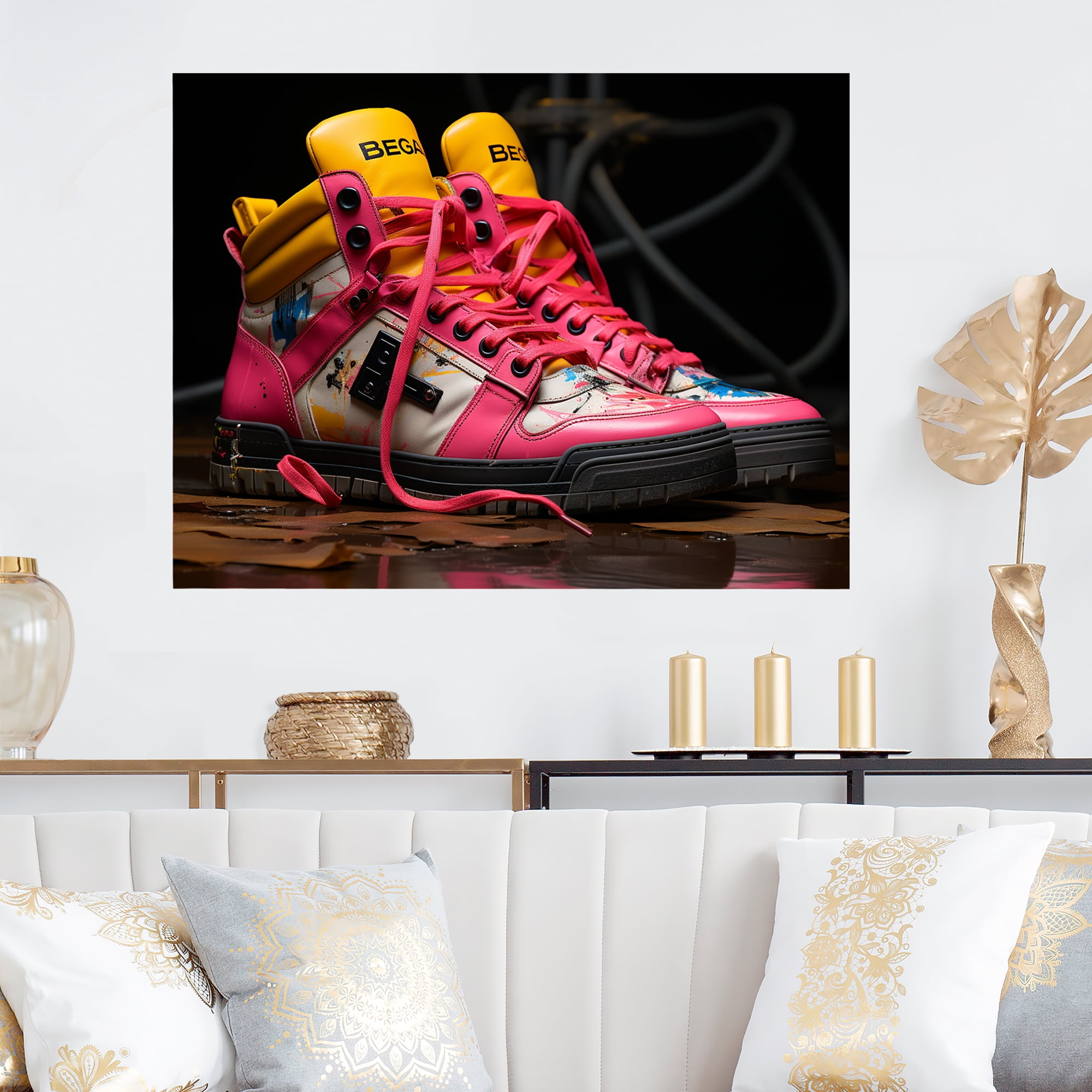 Designart "Urban Edge Pink sneakers In Pink and Yellow"Balenciaga Metal