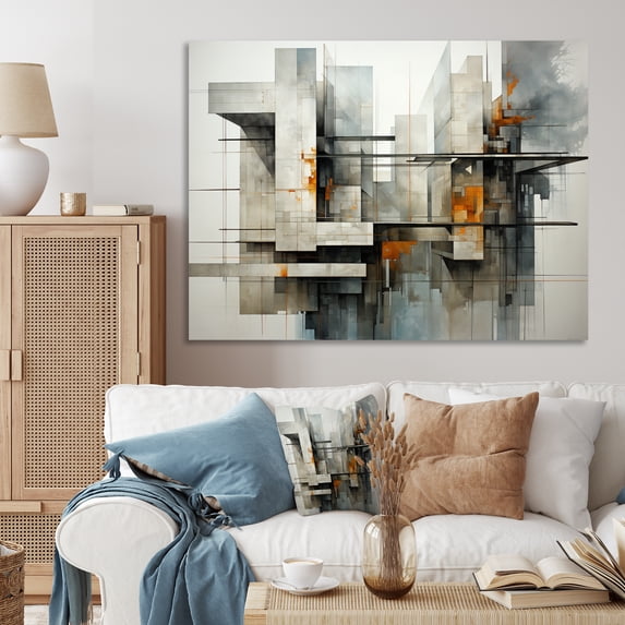 Designart "Urban Geometry Hardedge Art wall art II" Modern Wall Art Living Room