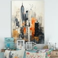 thumbnail image 1 of Designart "Urban Rhythm Minimalism in Orange and Grey II" Abstract Collages Wall Art Print, 1 of 5