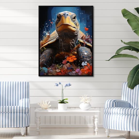 Designart "Urban Styled" Animals Turtle Floater Framed Wall Decor