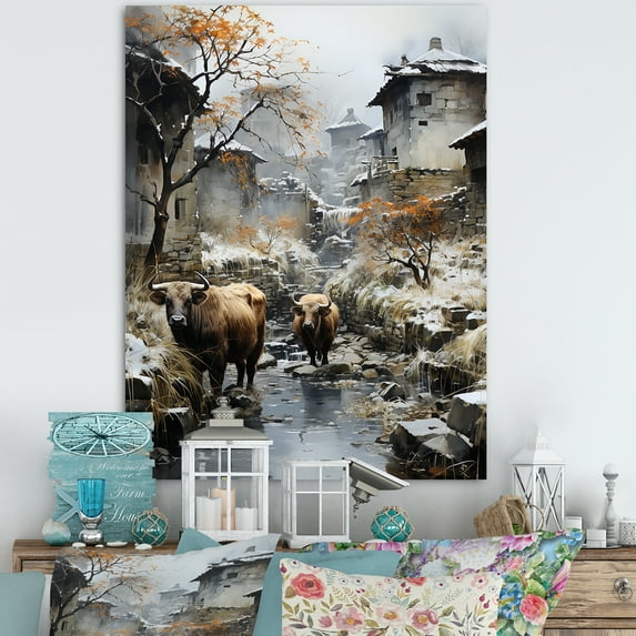 Designart "Urban Visits Of Yaks I" Yaks Canvas Prints