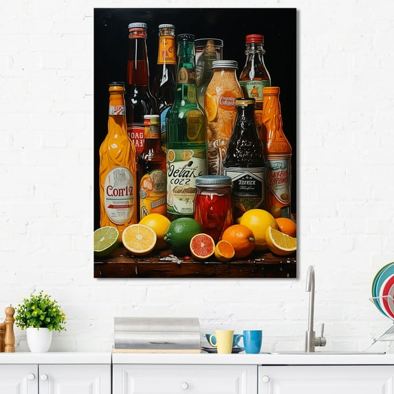 Designart "Urban Zest With Cocktails And Condiments III" Condiments Canvas Art Print