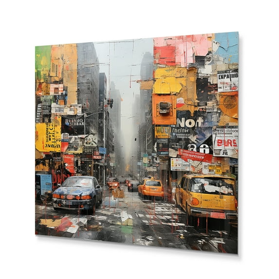 Designart "Urban composition I" Abstract Collages Metal Art Print