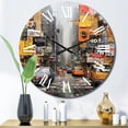 thumbnail image 1 of Designart "Urban composition I" Abstract Collages Oversized Wall Clock, 1 of 5