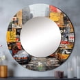 thumbnail image 1 of Designart "Urban composition I" Car/Van Rund Mirror For Wall Decor - Large Yellow Round Print Mirror - Round Industrial Mirror 36" x 36" Inch - Wall Mounted Round Large Mirror, 1 of 5