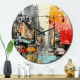 thumbnail image 1 of Designart "Urban composition II" Abstract Collages Oversized Wall Clock, 1 of 5