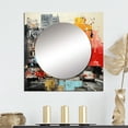 thumbnail image 1 of Designart "Urban composition II" Abstract Collages Square Mirror For Wall Decor - Large Yellow Square Printed Wall Mirror Art - Square Transitional Mirror - Wall Mounted Square Large Mirror, 1 of 5