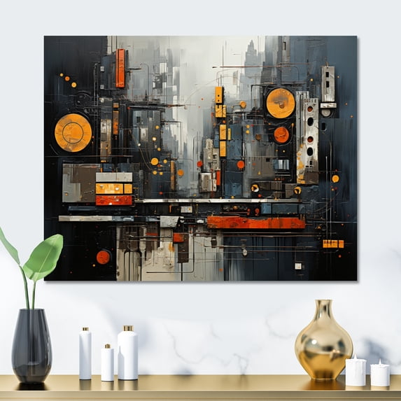 Designart "Urban flow" Abstract Collages Metal Art Print