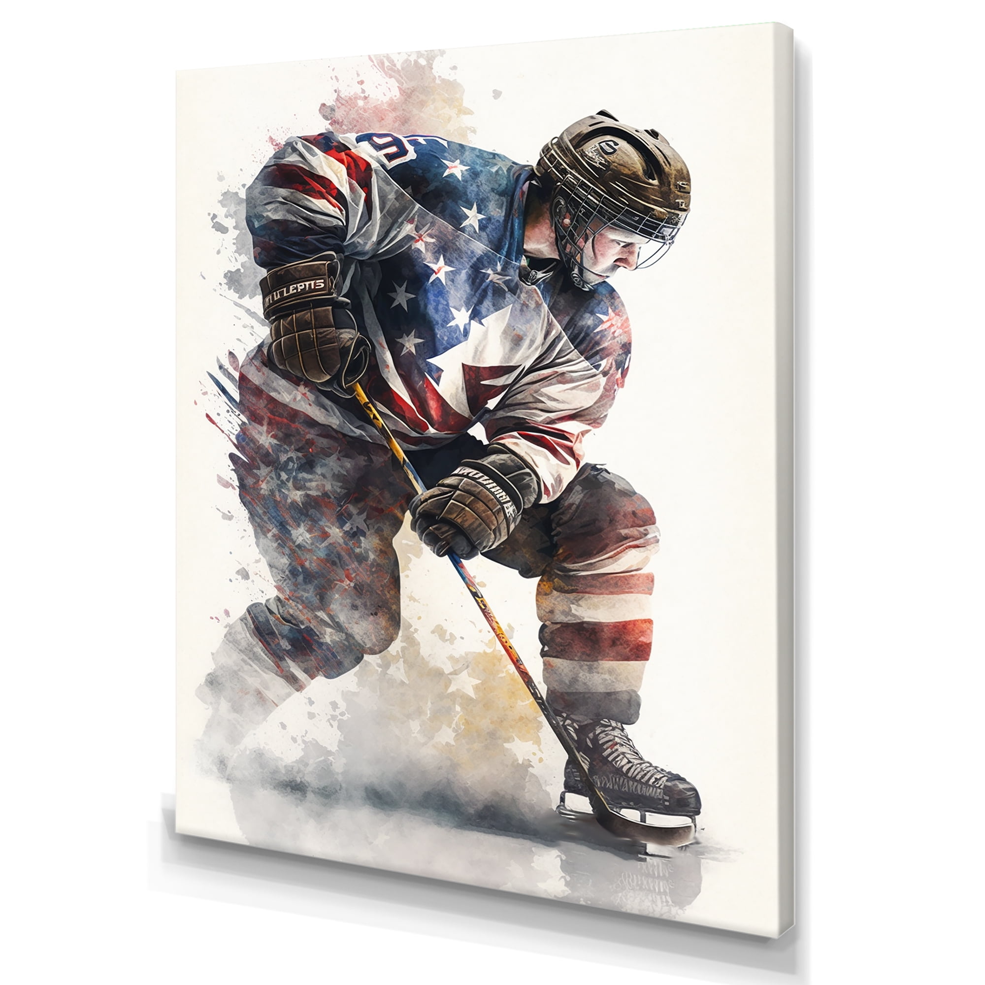 Designart Usa Hockey Player In Action V Canvas Wall Art