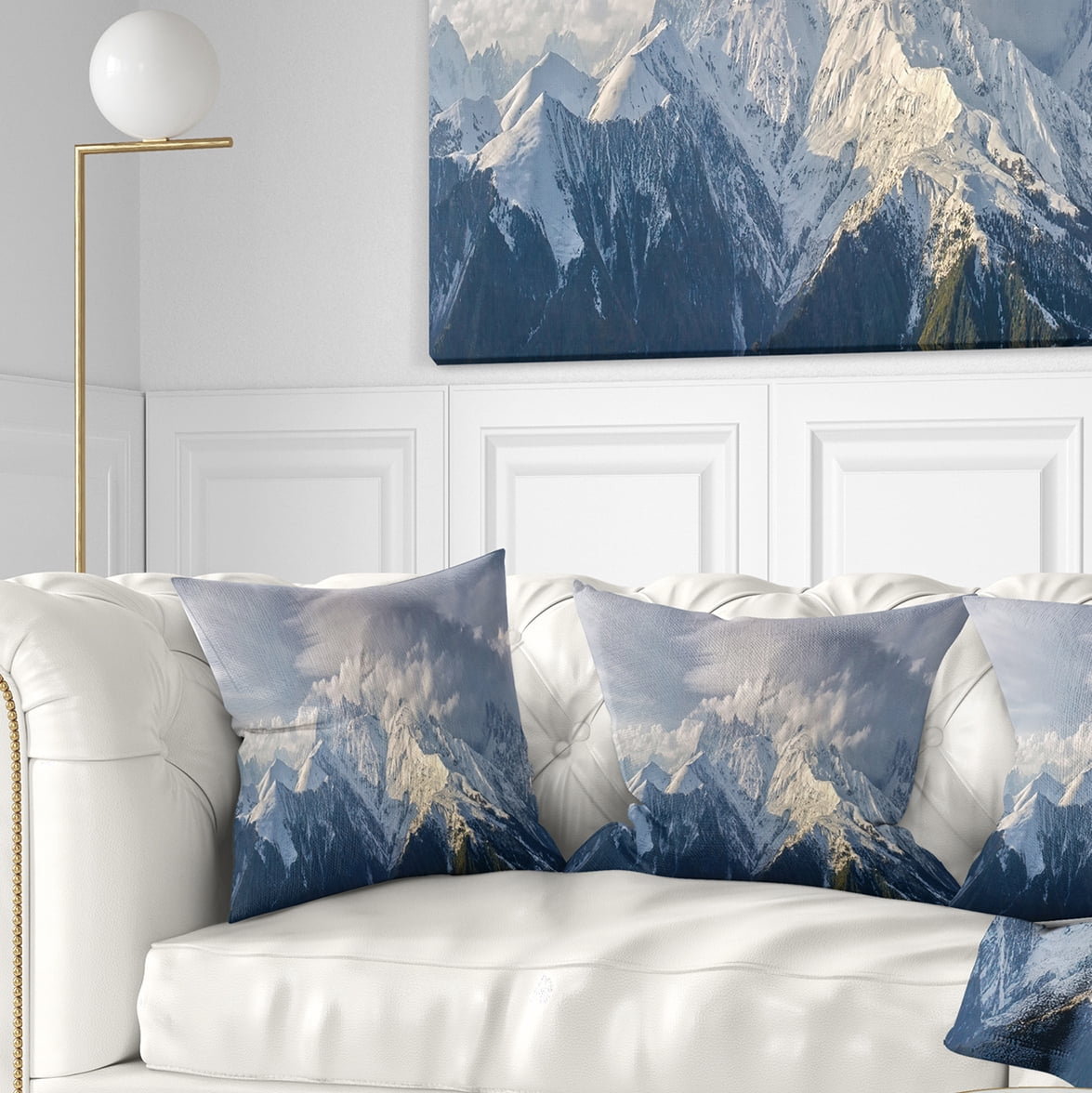 Designart Ushba Peak in Clouds - Landscape Photography Throw Pillow - 16x16