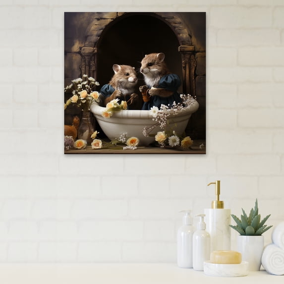 Designart "Utterly Revitalizing Otter In Tub" Bathroom Wall Art Prints