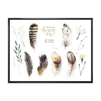 Designart 'VIbrant Orange Boho Feathers' Bohemian & Eclectic Framed Canvas Wall Art Print