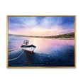 thumbnail image 1 of Designart 'VIbrant Sunset Over Fishing Boat By The Shore' Lake House Framed Canvas Wall Art Print, 1 of 5