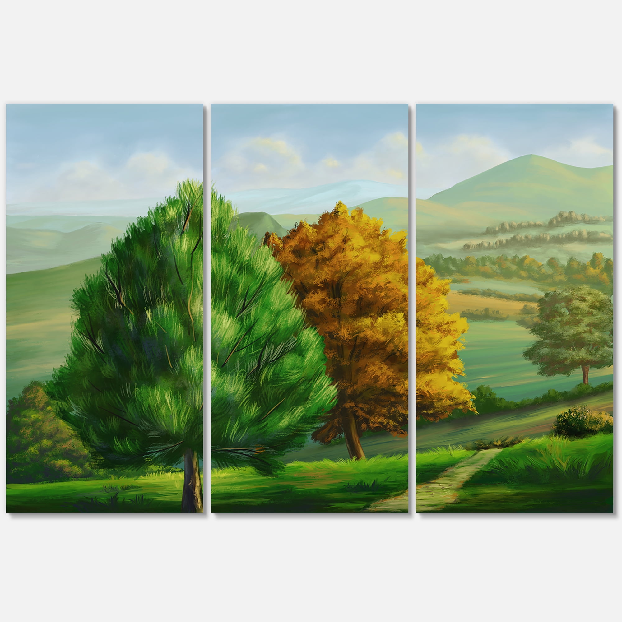 Designart ' VIbrant Trees With Country Scenery ' Traditional Canvas Wall Art Print
