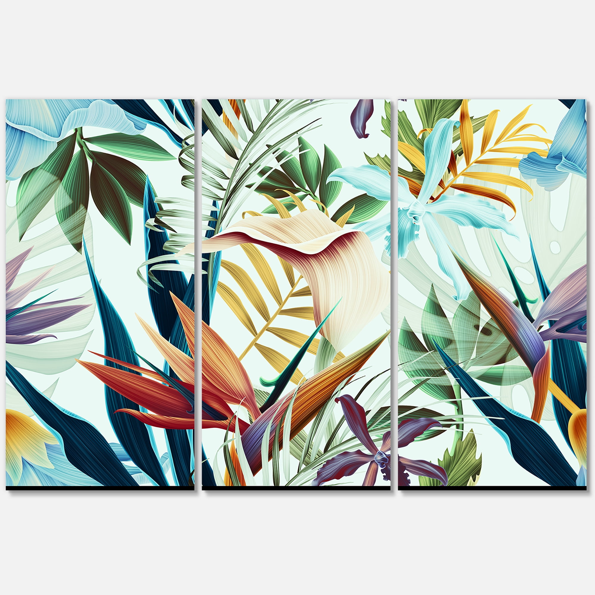 Designart ' VIntage Tropical Flowers I ' Tropical Canvas Wall Art Print