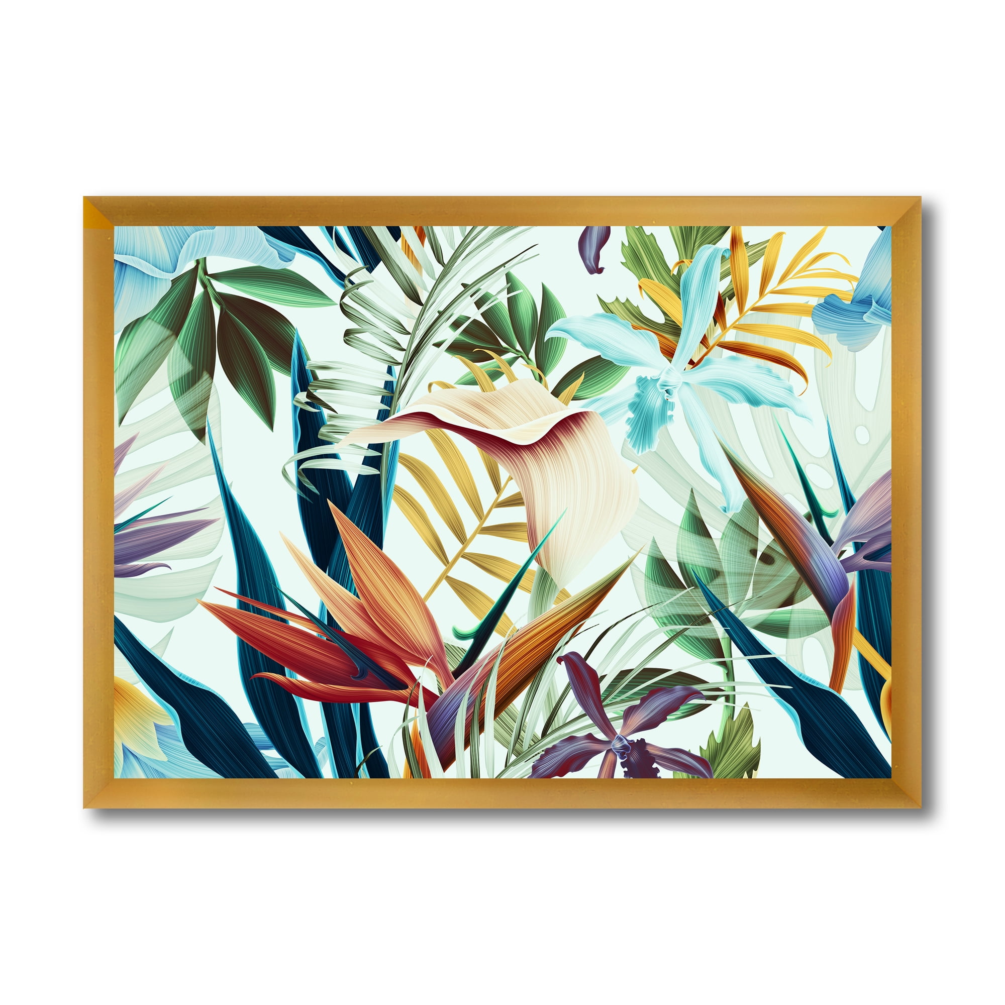 Designart 'VIntage Tropical Flowers I' Tropical Framed Art Print