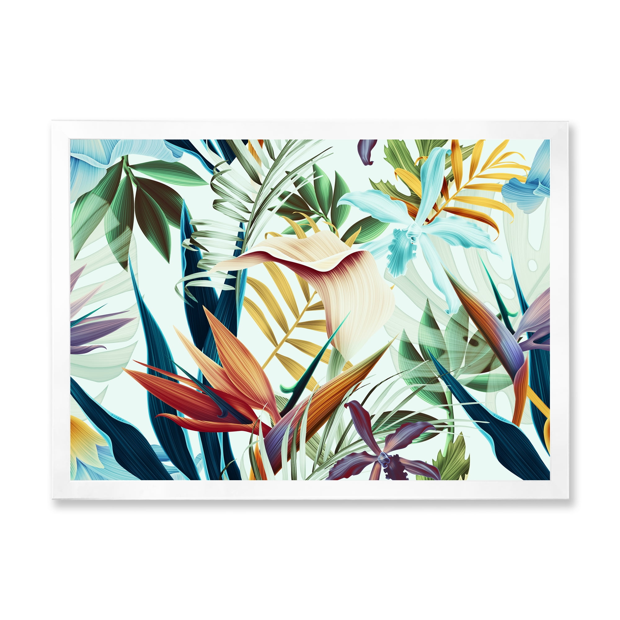 Designart 'VIntage Tropical Flowers I' Tropical Framed Art Print