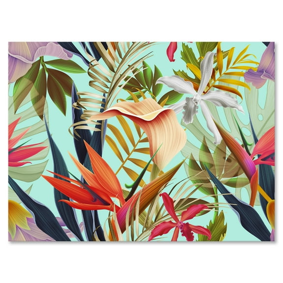 Designart ' VIntage Tropical Flowers II ' Tropical Canvas Wall Art Print