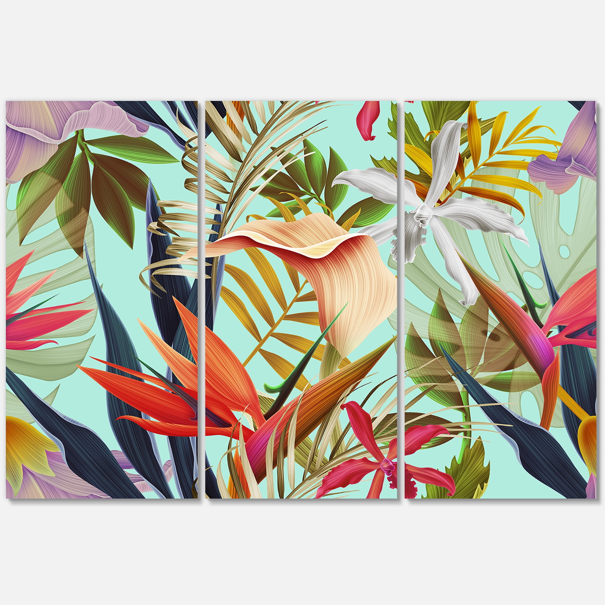 Designart ' VIntage Tropical Flowers II ' Tropical Canvas Wall Art Print