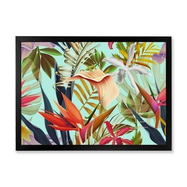 Designart 'VIntage Tropical Flowers II' Tropical Framed Art Print