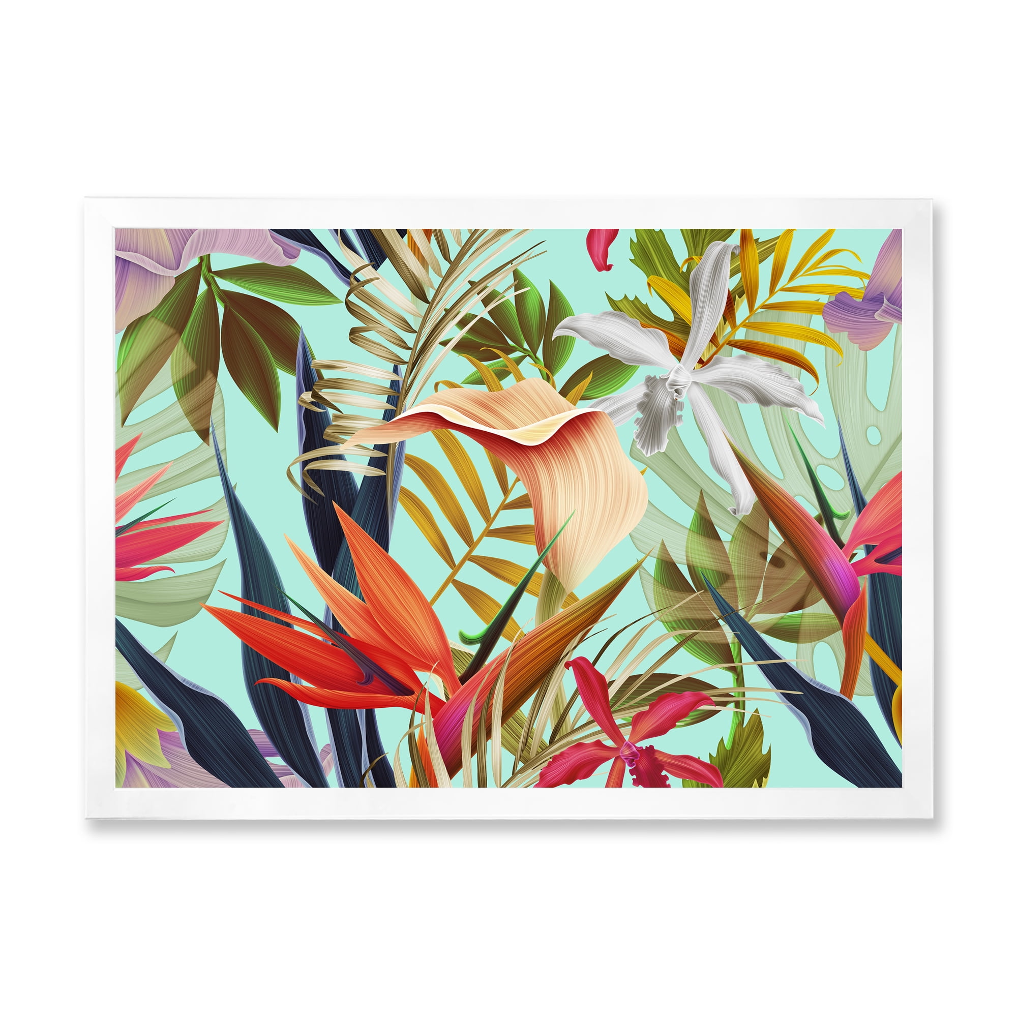 Designart 'VIntage Tropical Flowers II' Tropical Framed Art Print