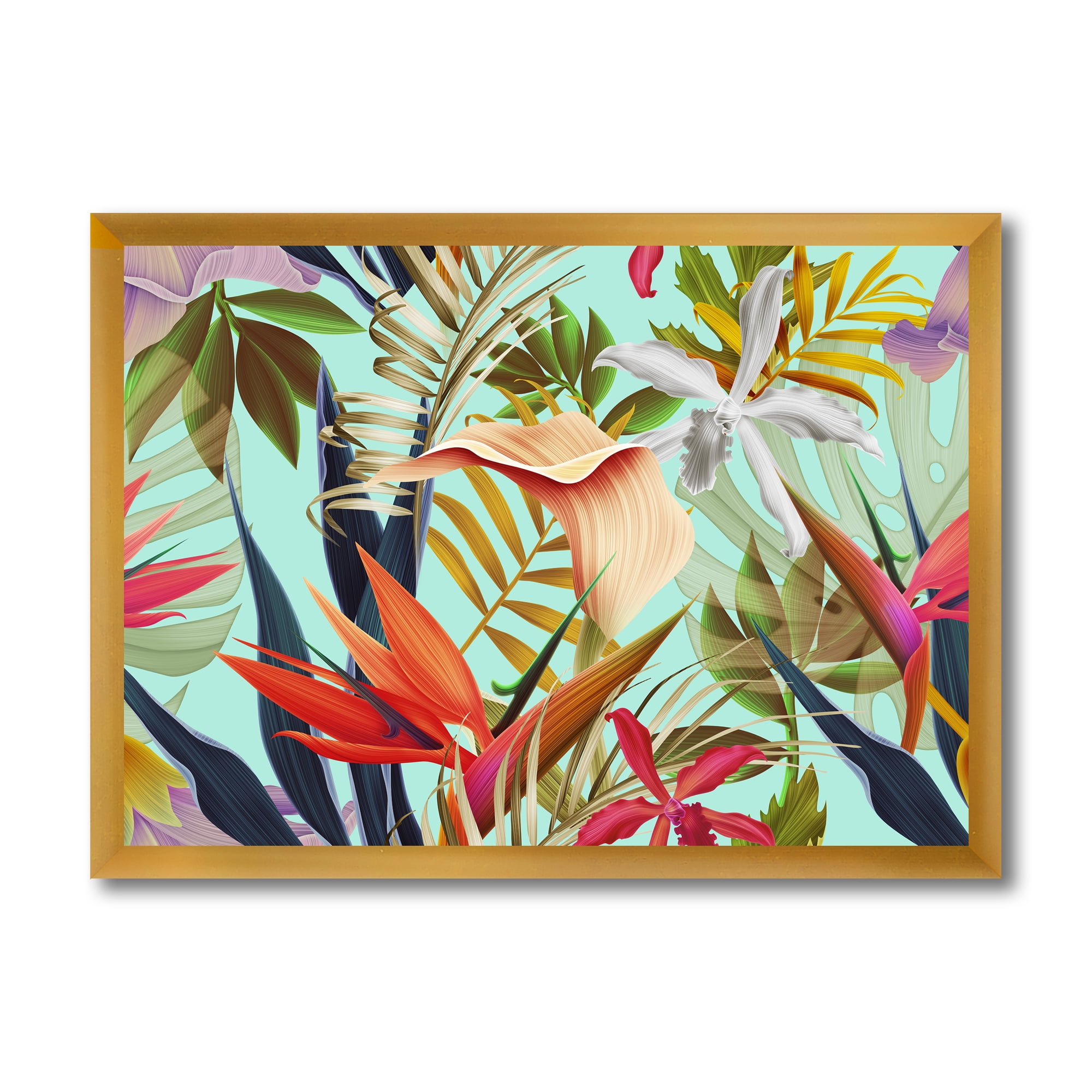Designart 'VIntage Tropical Flowers II' Tropical Framed Art Print