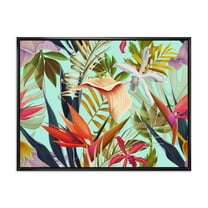 Designart 'VIntage Tropical Flowers II' Tropical Framed Canvas Wall Art Print