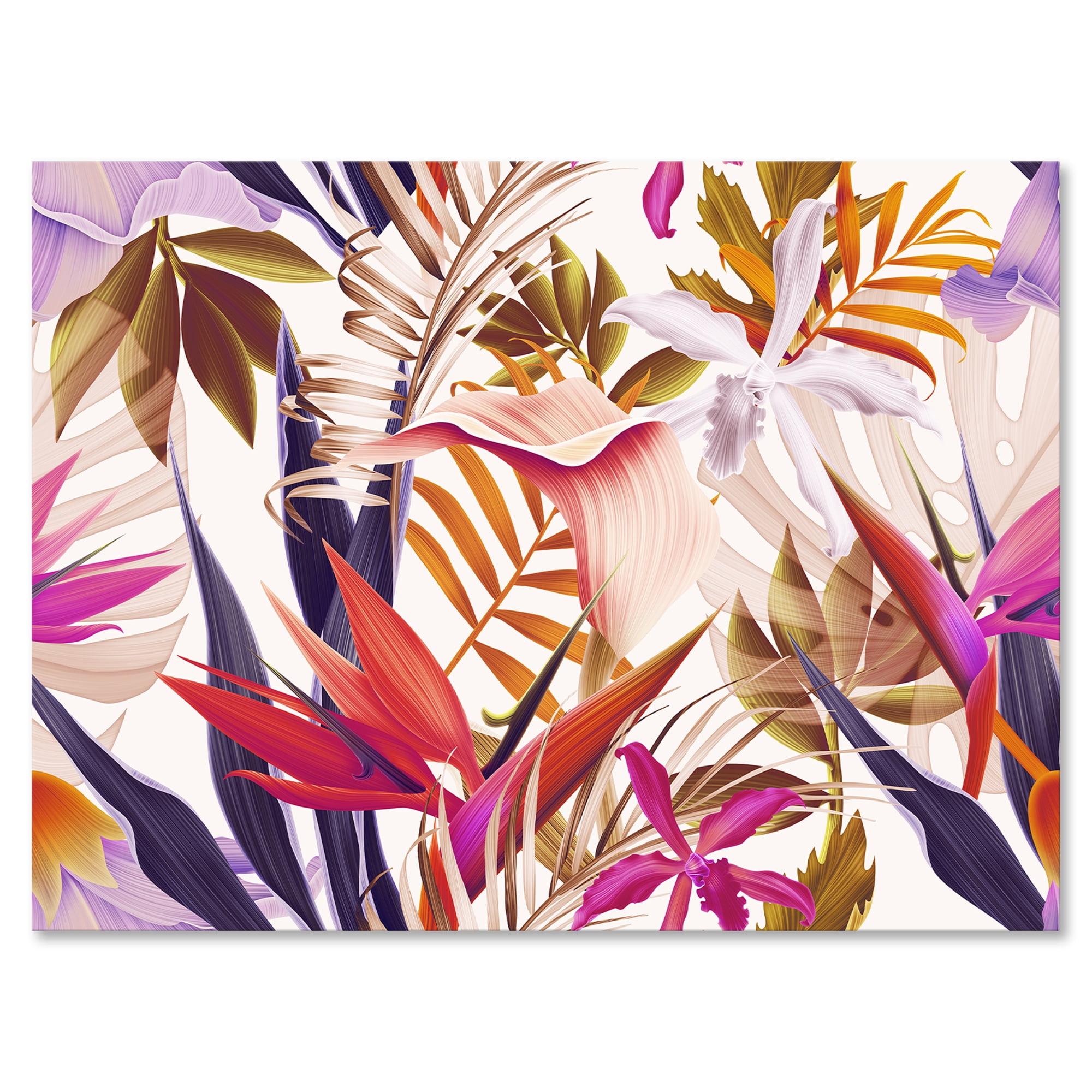 Designart ' VIntage Tropical Flowers III ' Traditional Canvas Wall Art Print