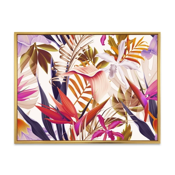 Designart 'VIntage Tropical Flowers III' Traditional Framed Canvas Wall Art Print