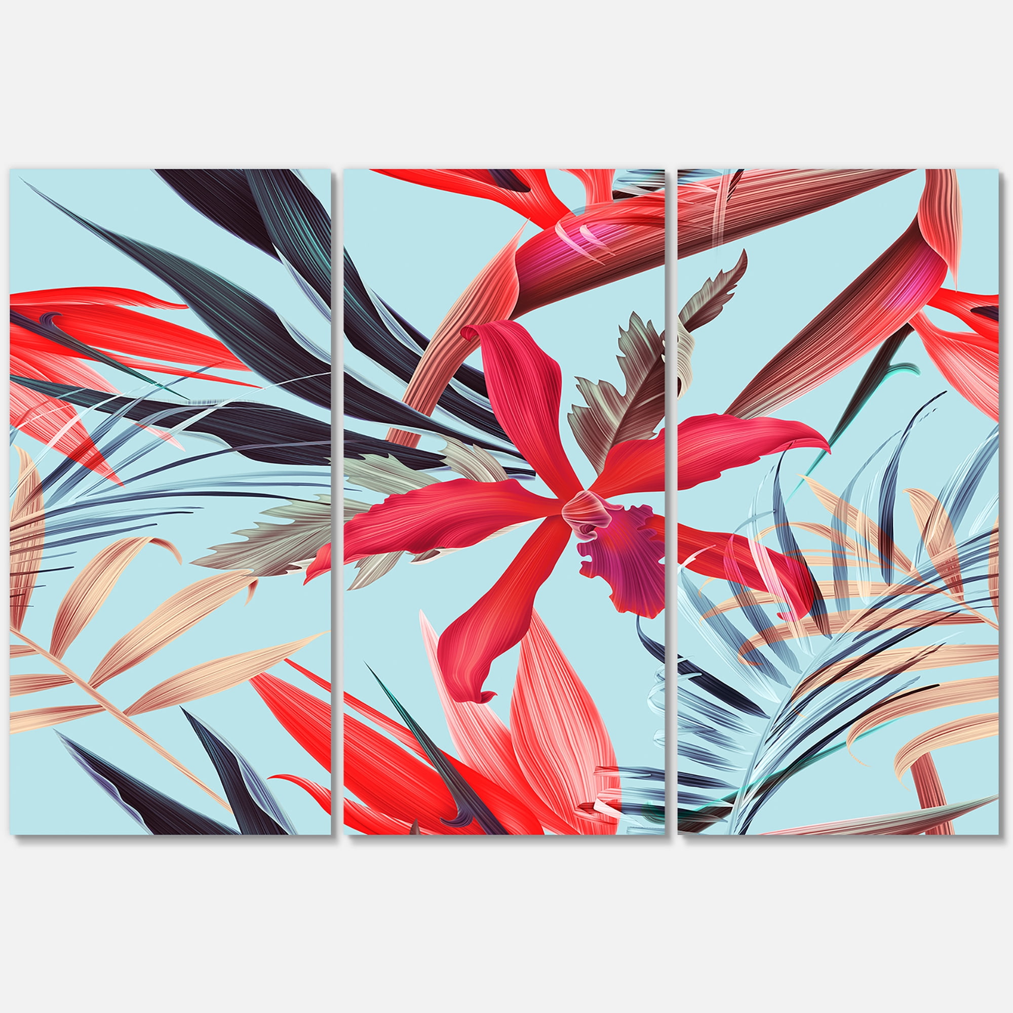 Designart ' VIntage Tropical Flowers IV ' Traditional Canvas Wall Art Print