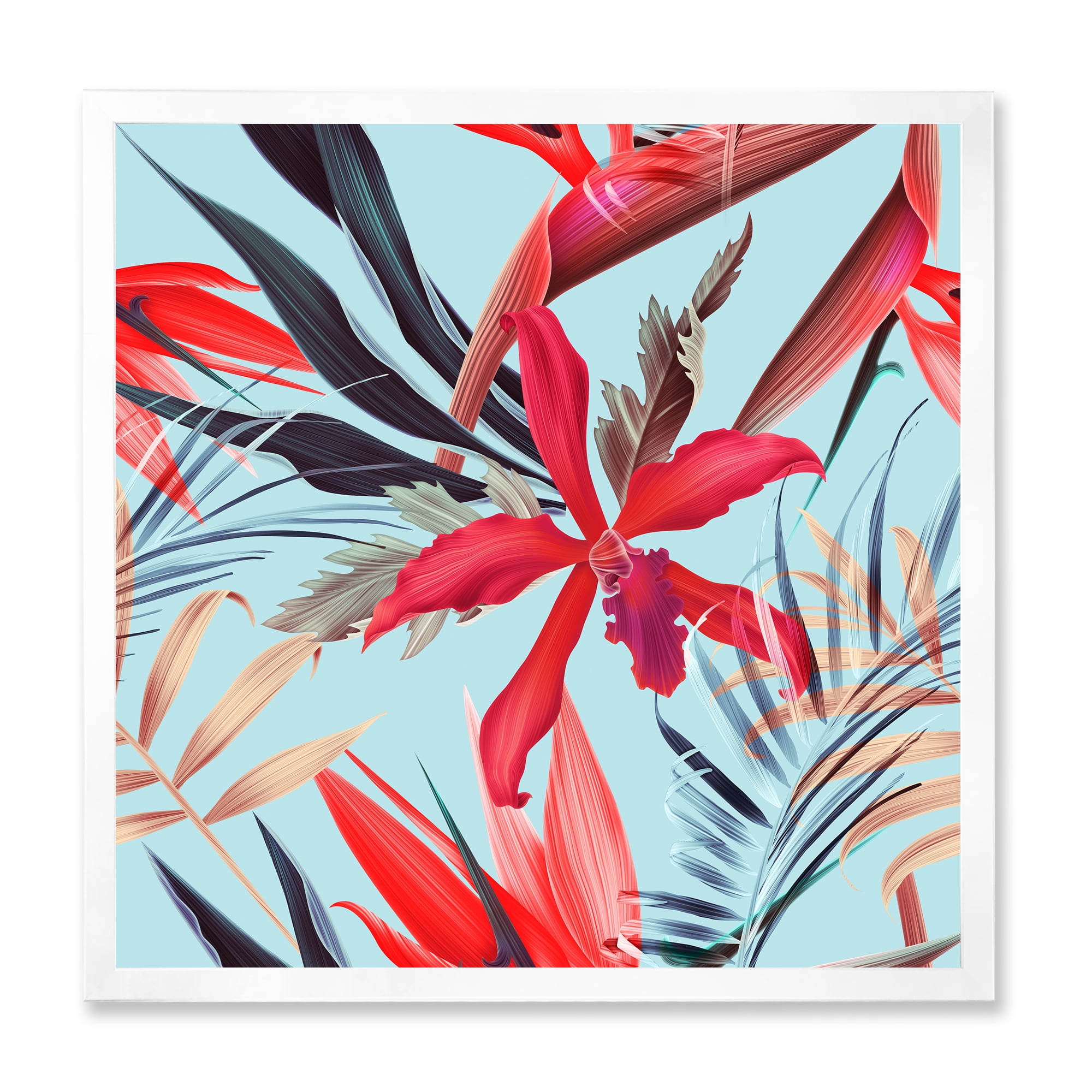 Designart 'VIntage Tropical Flowers IV' Traditional Framed Art Print