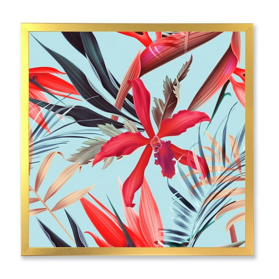 Designart 'VIntage Tropical Flowers IV' Traditional Framed Art Print