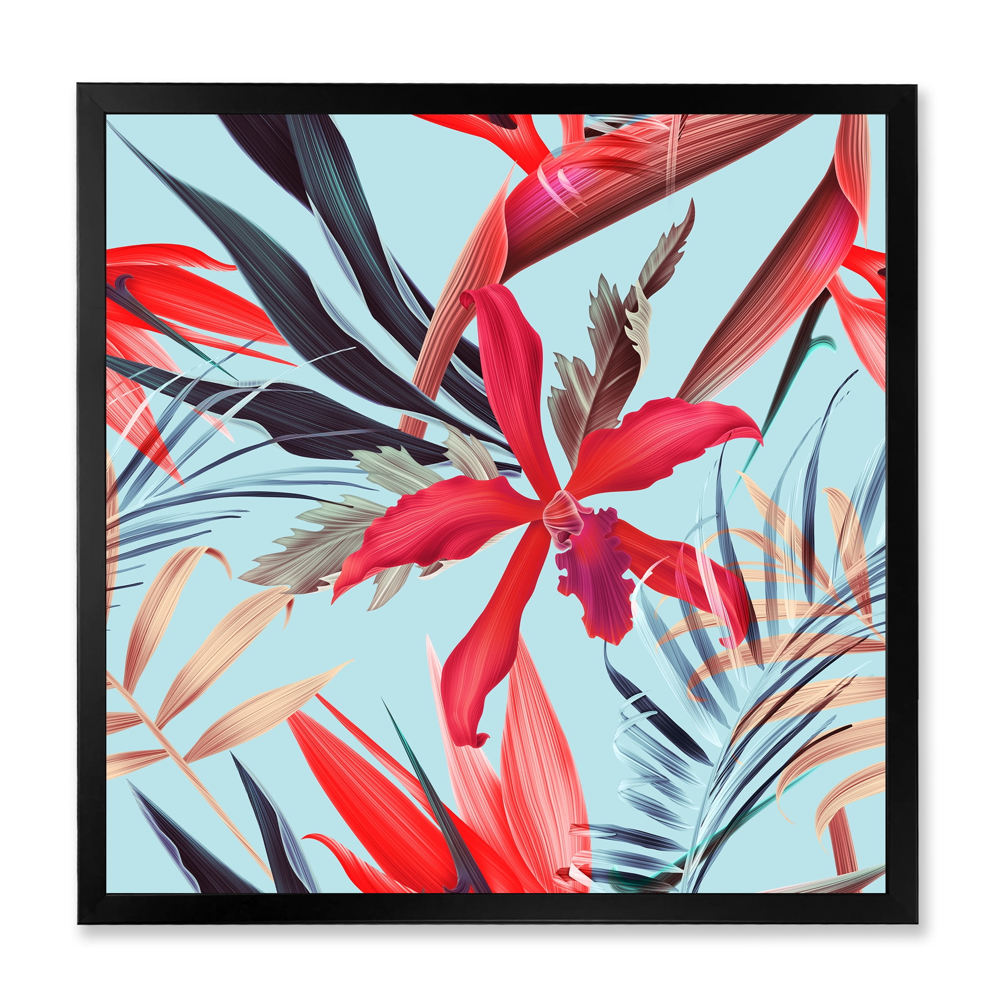 Designart 'VIntage Tropical Flowers IV' Traditional Framed Art Print