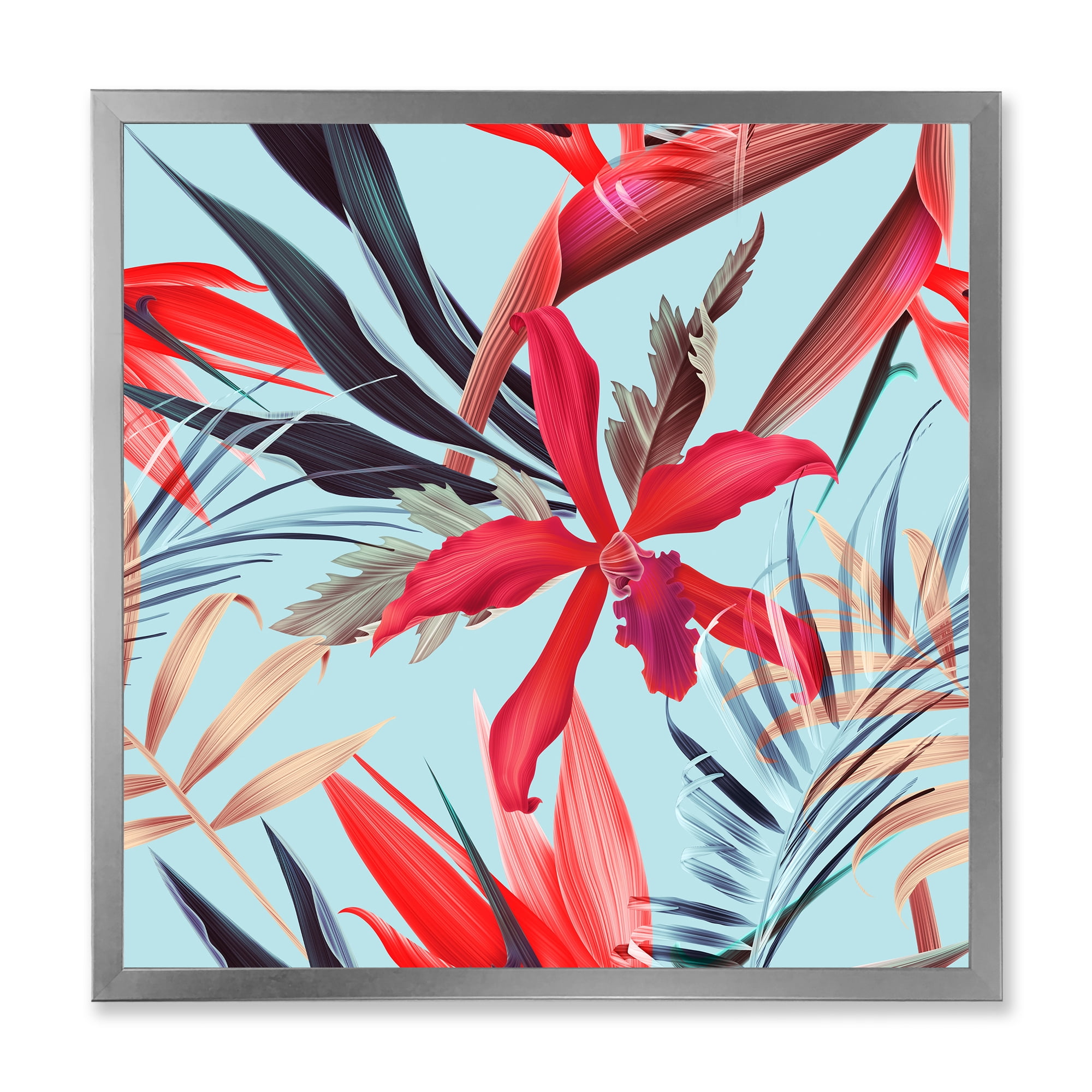 Designart 'VIntage Tropical Flowers IV' Traditional Framed Art