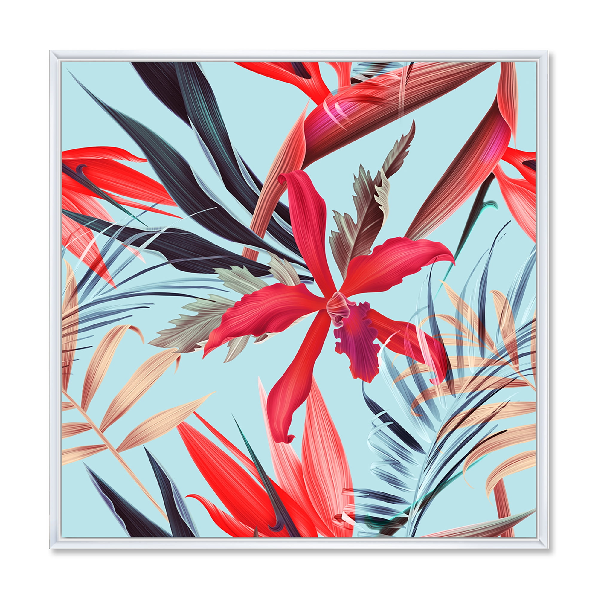 Designart 'VIntage Tropical Flowers IV' Traditional Framed Canvas Wall Art Print