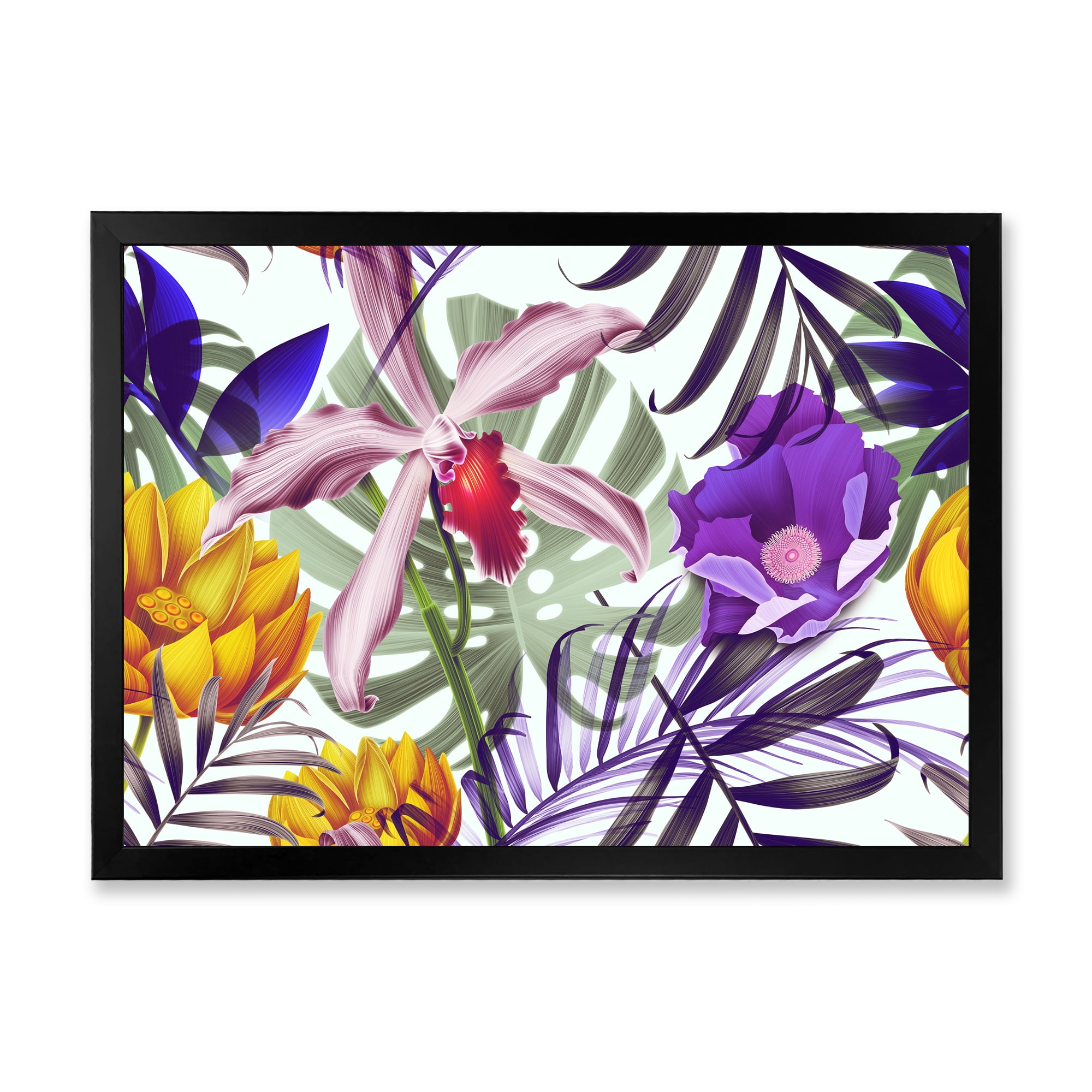 Designart 'VIntage Tropical Flowers IX' Traditional Framed Art Print