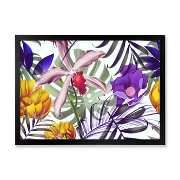 Designart 'VIntage Tropical Flowers IX' Traditional Framed Art Print