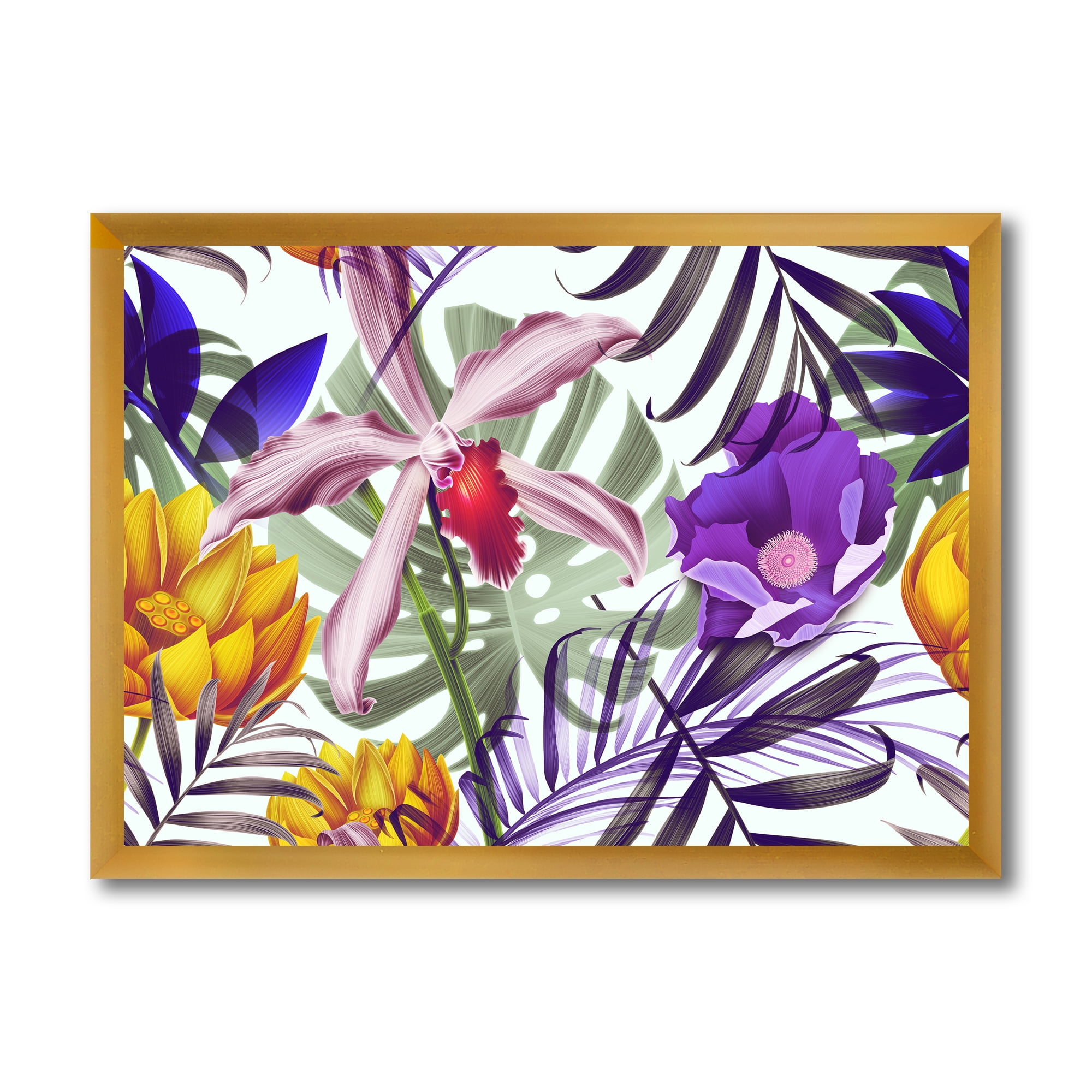 Designart 'VIntage Tropical Flowers IX' Traditional Framed Art Print