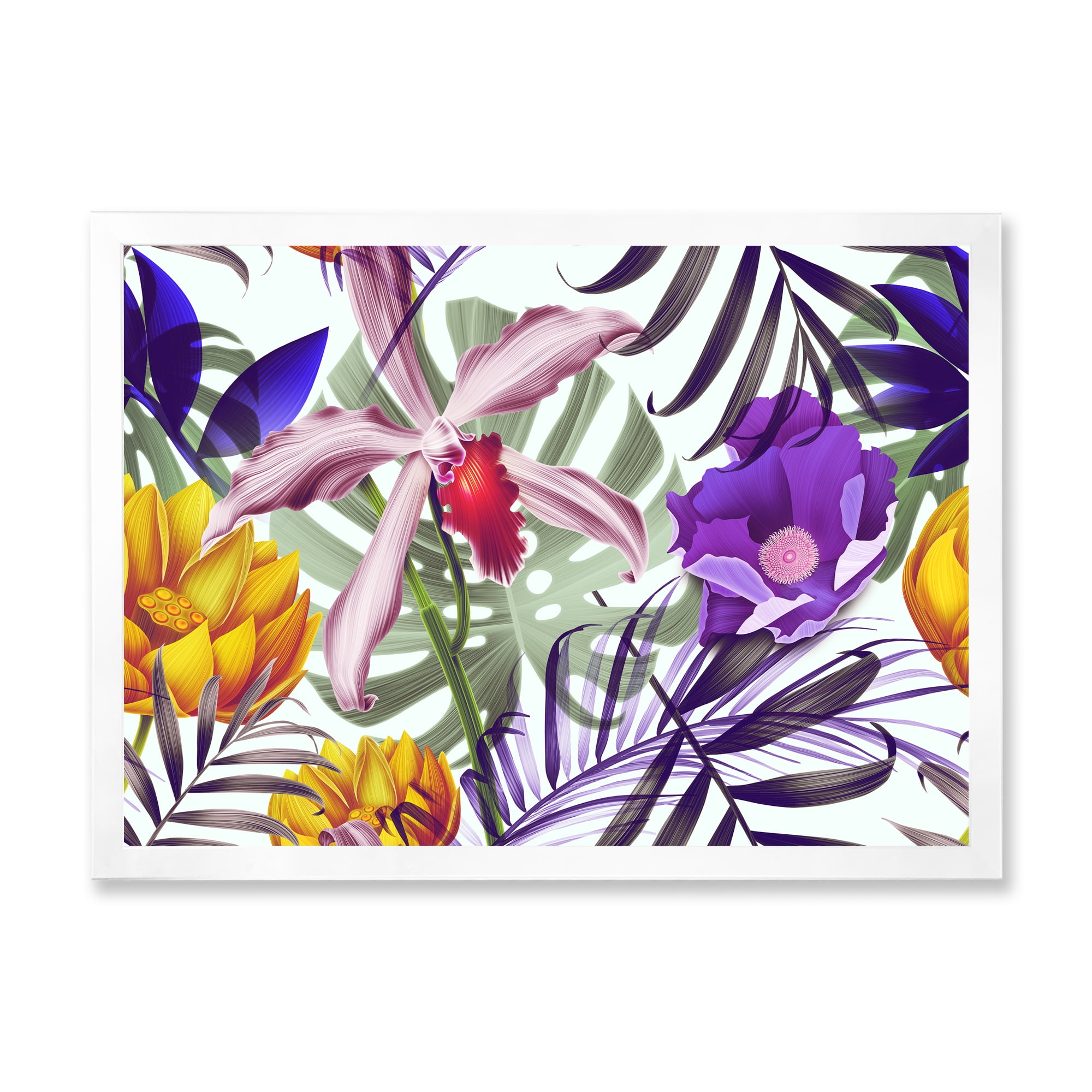 Designart 'VIntage Tropical Flowers IX' Traditional Framed Art Print