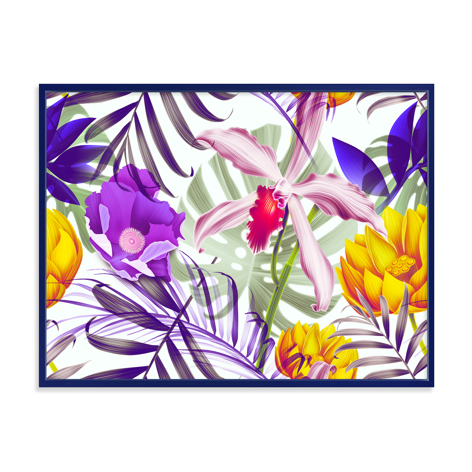 Designart 'VIntage Tropical Flowers IX' Traditional Framed Canvas Wall Art Print