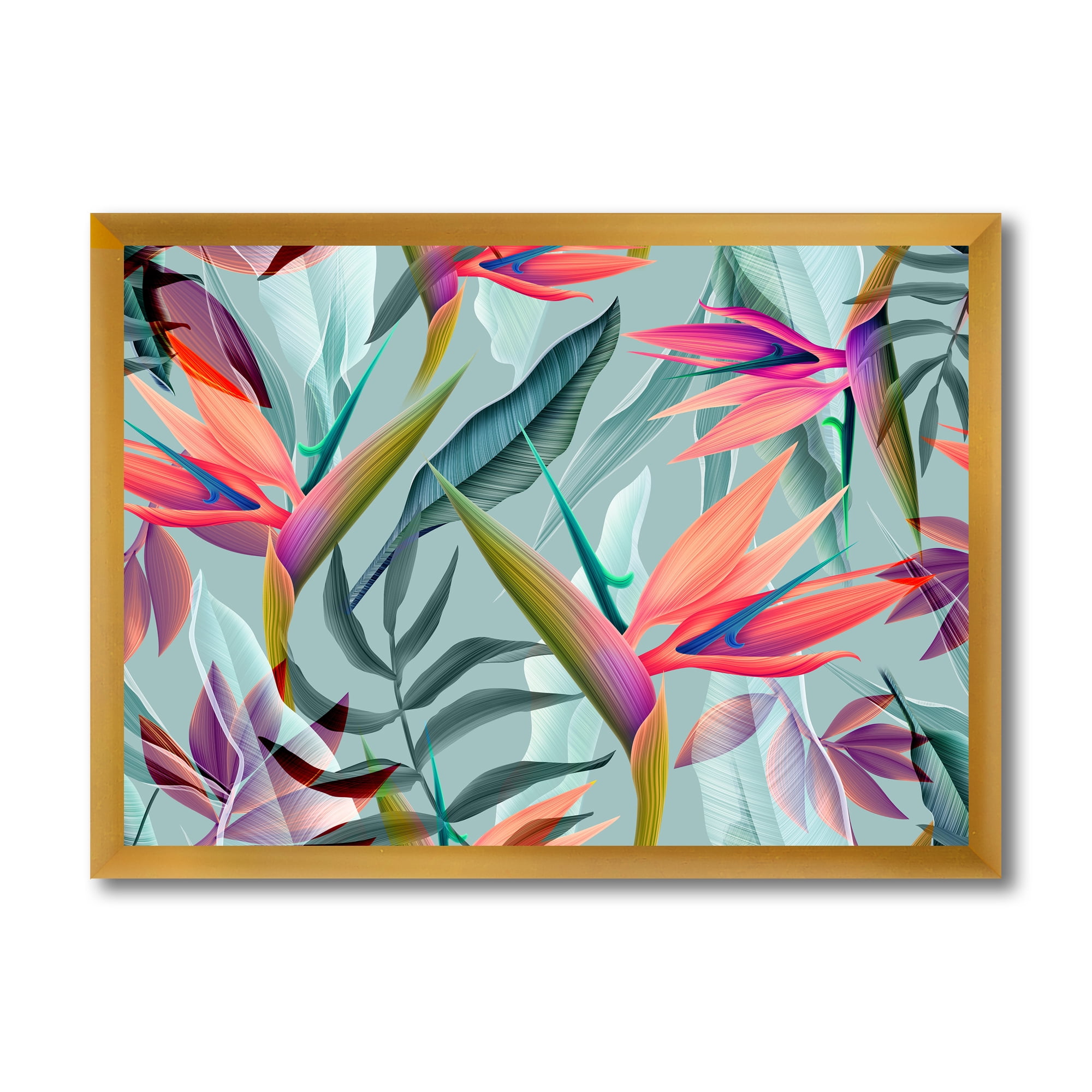 Designart 'VIntage Tropical Flowers V' Traditional Framed Art Print