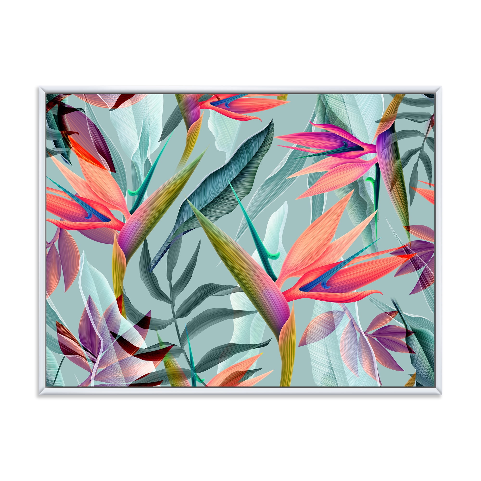 Designart 'VIntage Tropical Flowers V' Traditional Framed Canvas Wall Art Print