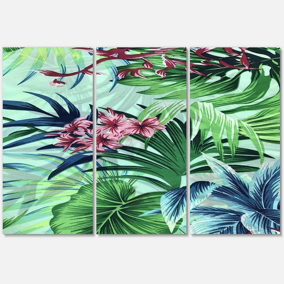 Designart ' VIntage Tropical Flowers VI ' Traditional Canvas Wall Art Print