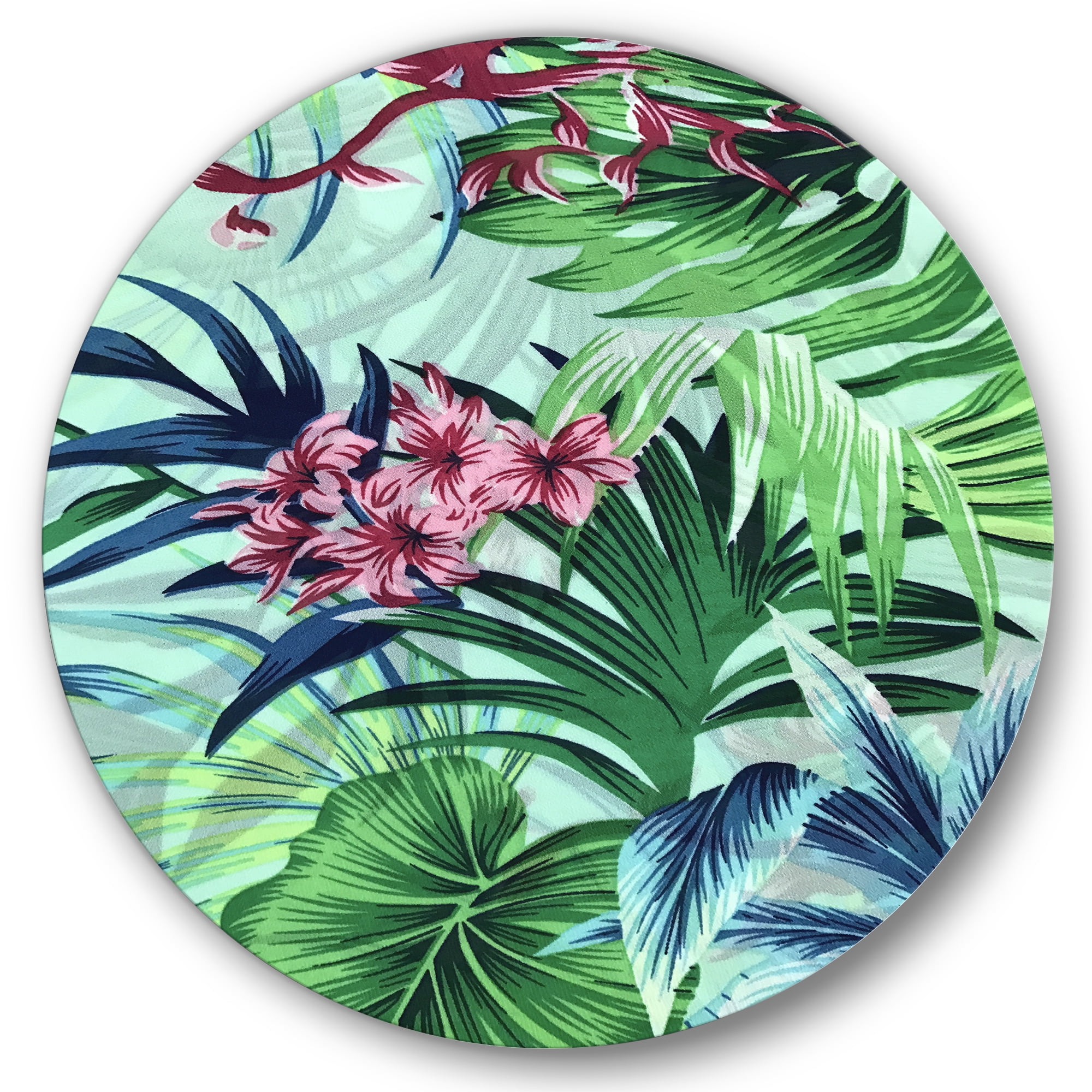 Designart 'VIntage Tropical Flowers VI' Traditional Circle Metal Wall Art 11x11 - Disc of 11
