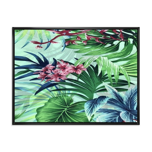Designart 'VIntage Tropical Flowers VI' Traditional Framed Canvas Wall Art Print